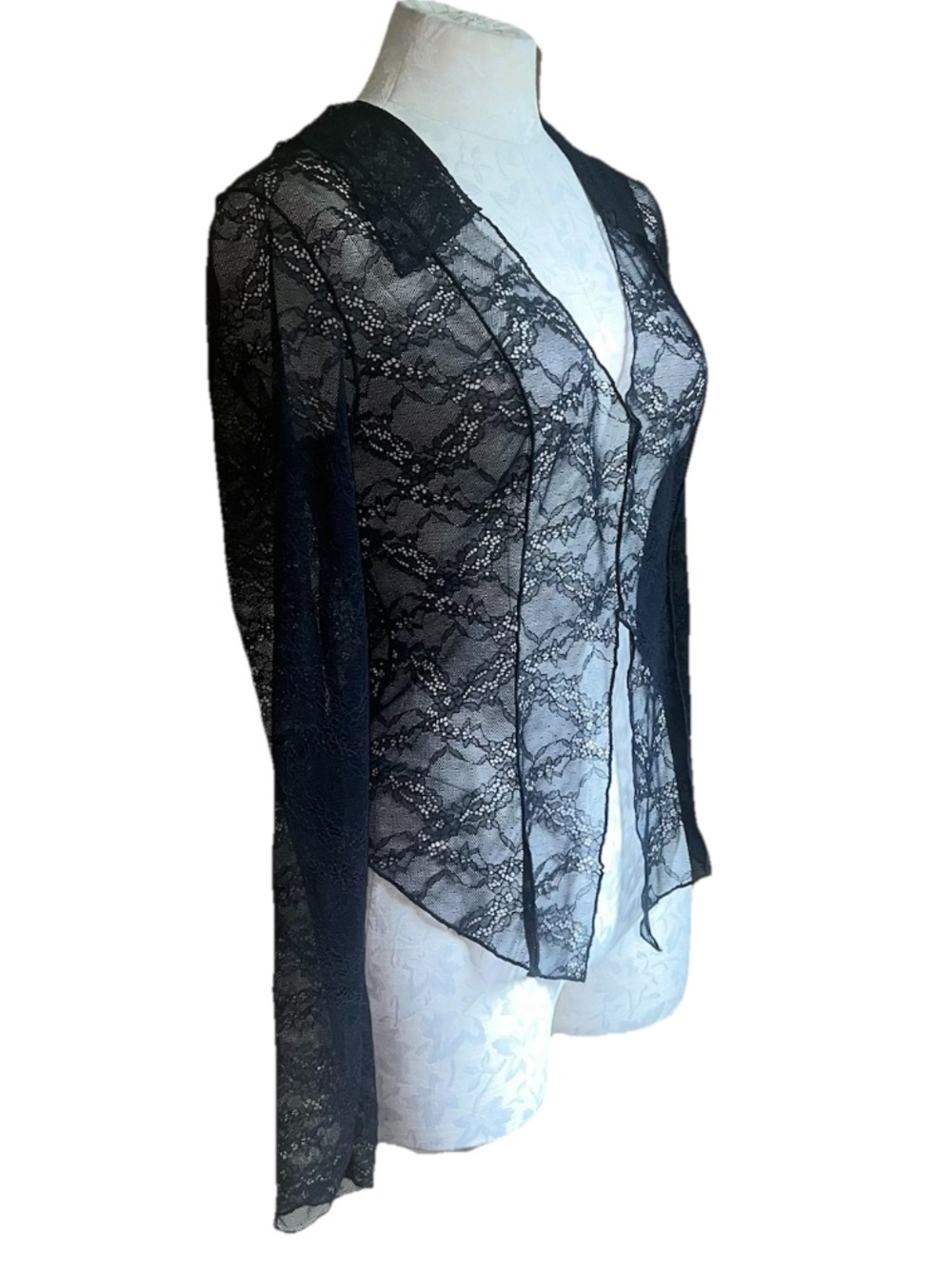 Urban Outfitters Moonlit Sheer Black Lace Flyaway Top - Size Medium - Picture 7 of 14